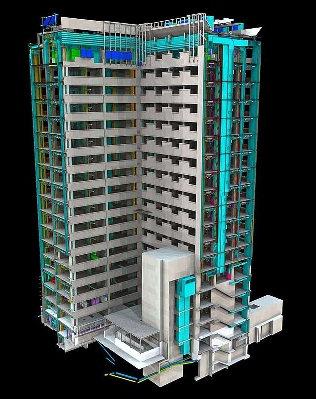 Computer drawing of the hospital building.