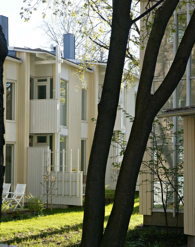 Yellow and white painted timber.