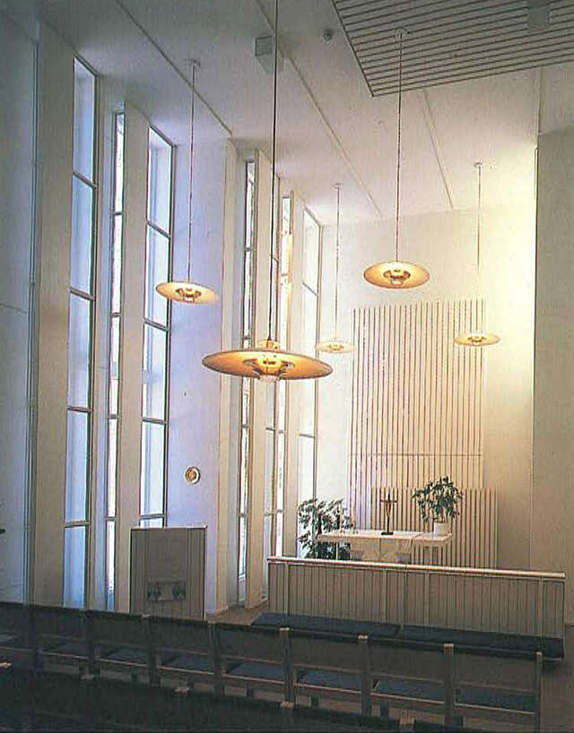 Interior of Myyrmäki church hall.