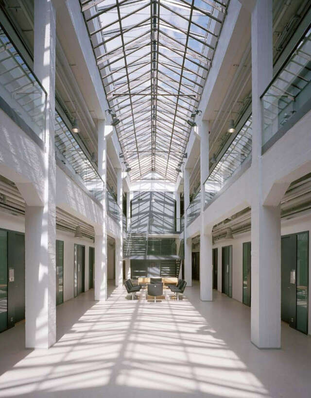 Foyer with a glass ceiling