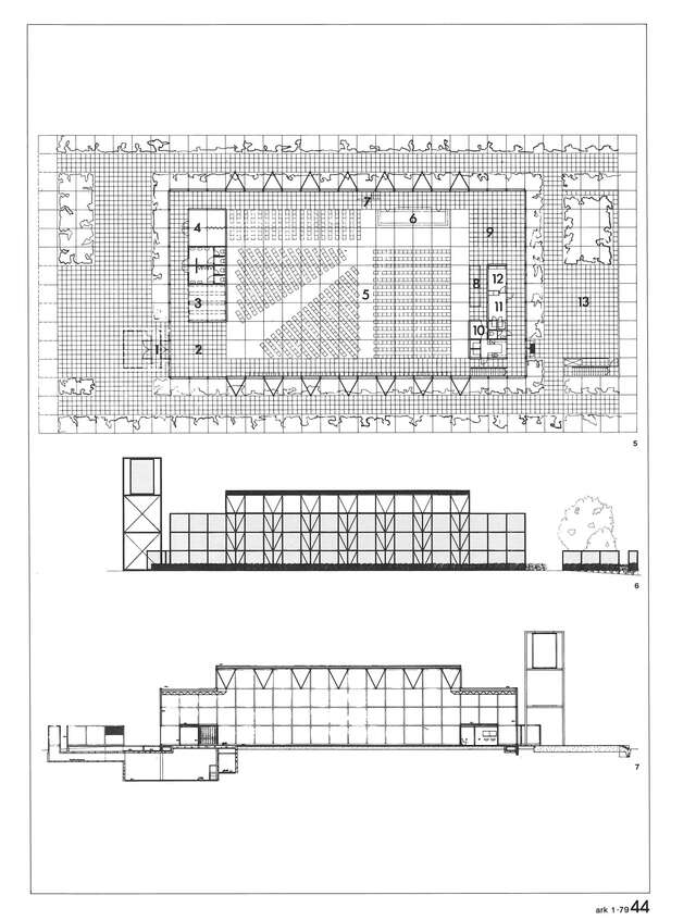 Floor plan and elevations of Kouvola Central Church