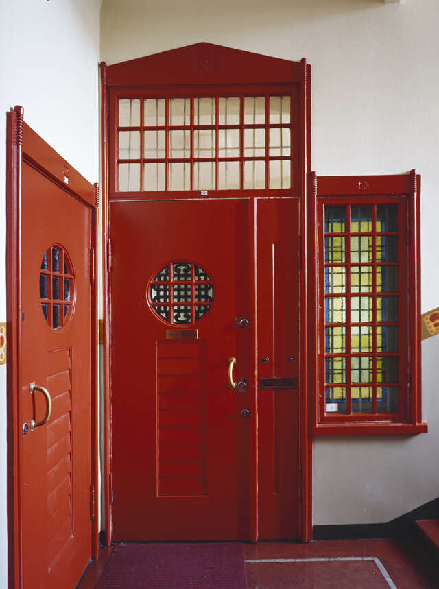 Two red doors