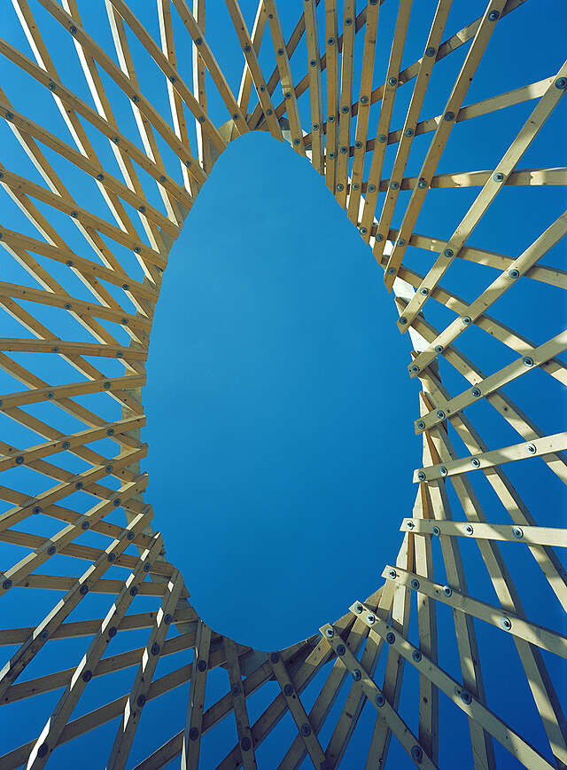 Oval hole at the top of the observation tower.