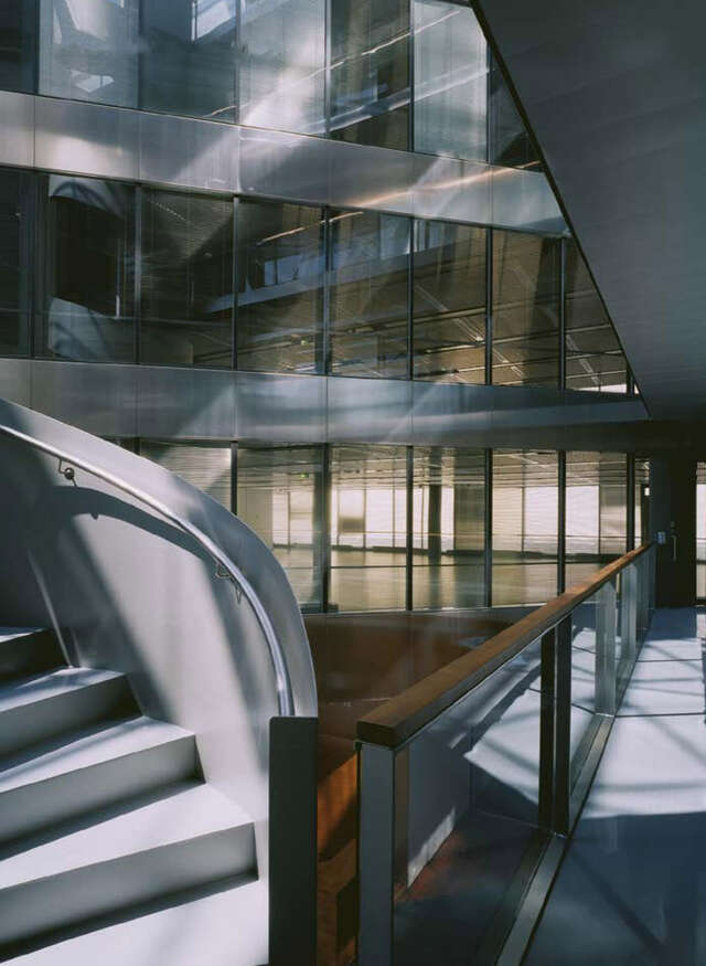 View from the connection bridge between the office floors.