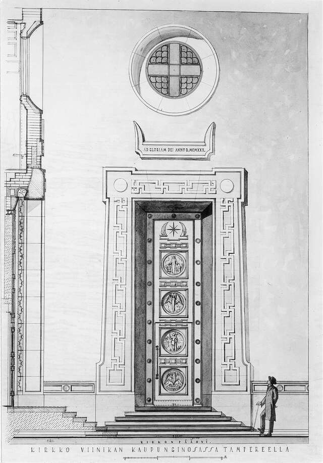 Detail plan of the main entrance of Viinikka Church