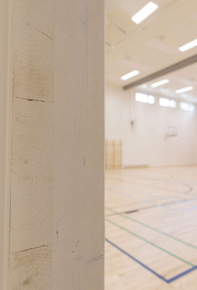 Wooden surfaces of the gymnasium.