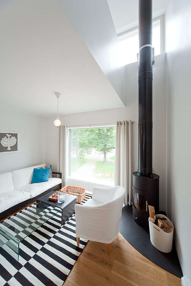 Living room with a fireplace.