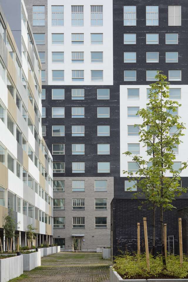 Wall of a large apartment building