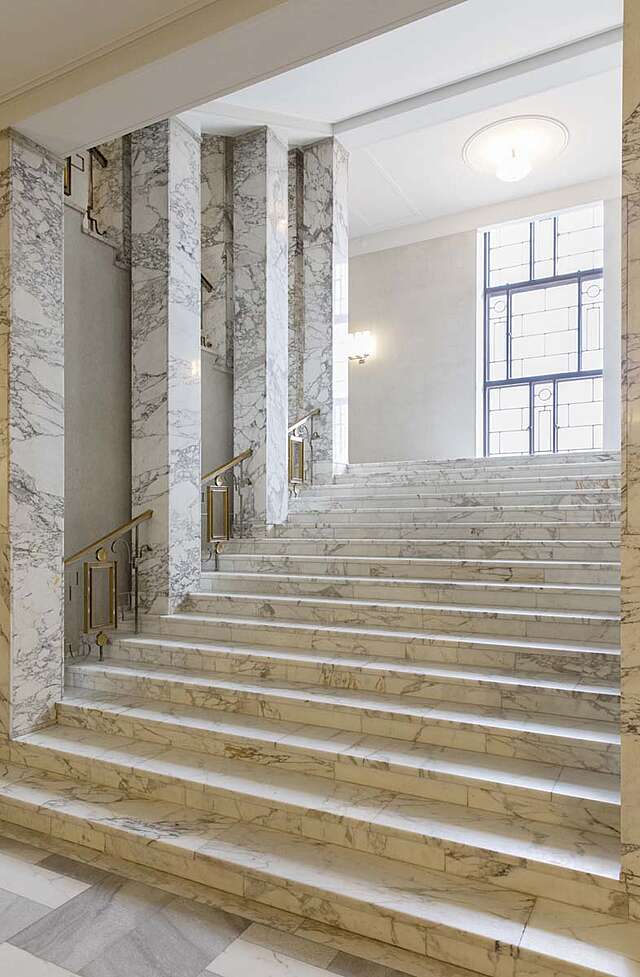Southern marble stairway of the Parliament House.